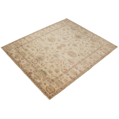 Tapis unique en laine noué à la main anatolien des années 1980 de 8 pi 6 po x 10 pi 2 po beige Anestolian