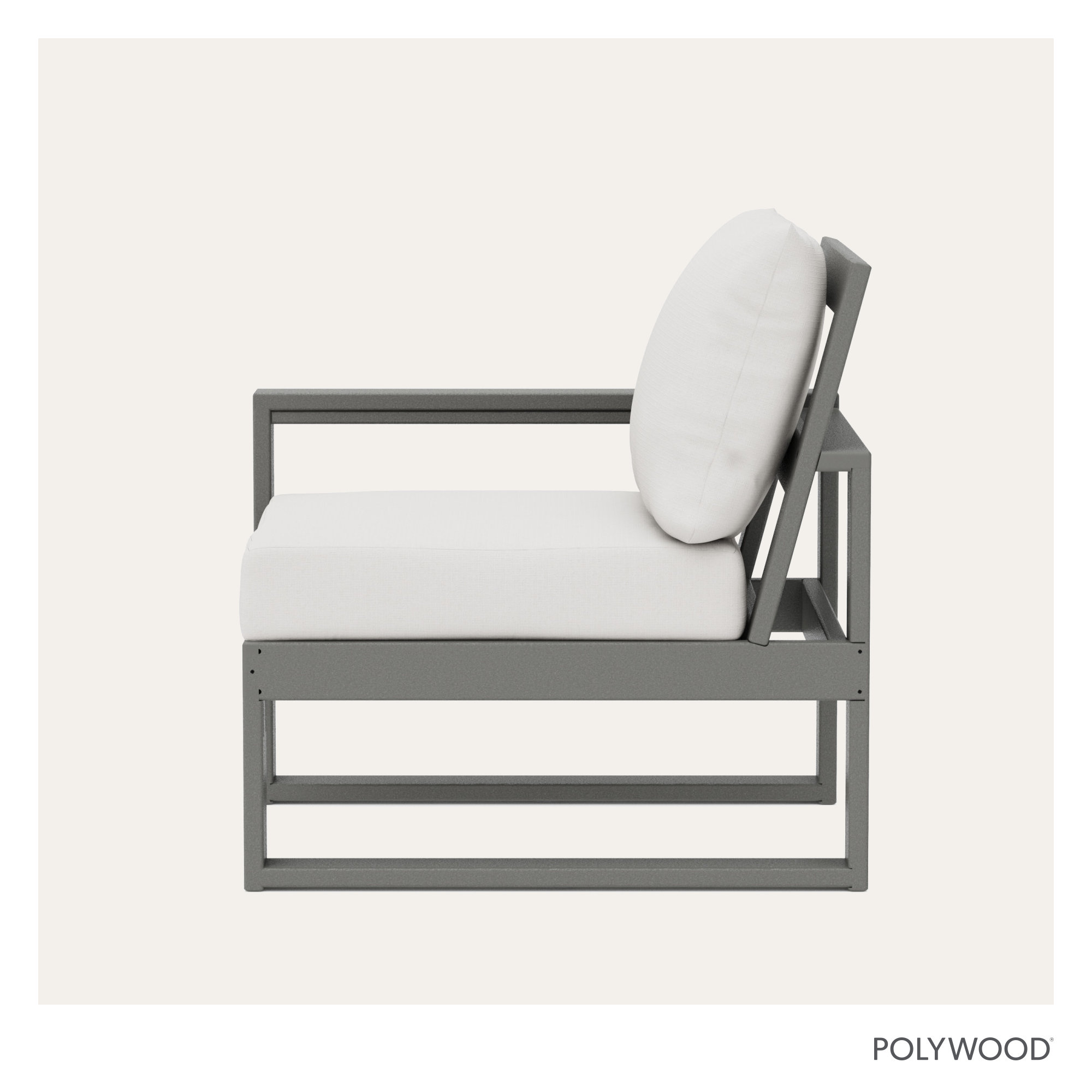 POLYWOOD Outdoor Lounge Chair, Slate Gray, Natural Linen