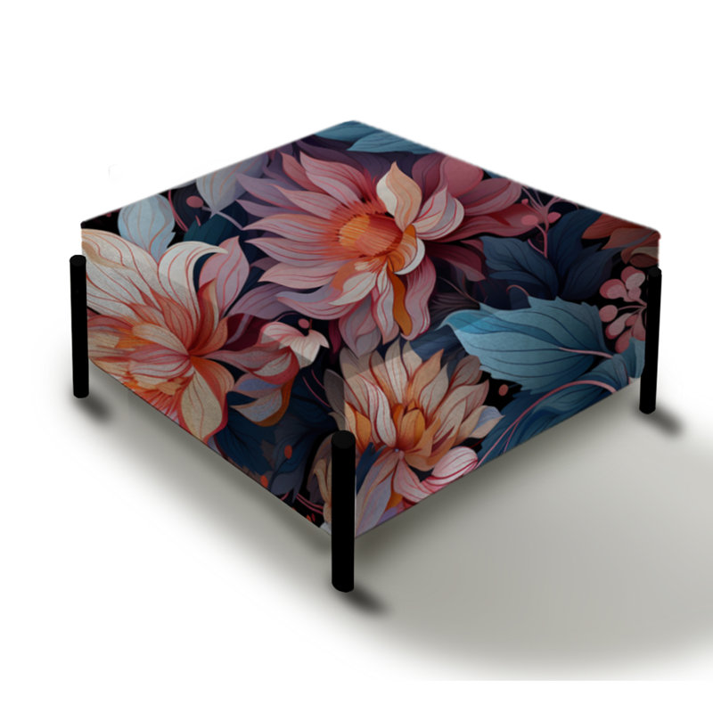 Multicolore floral élégance futuriste - Grand repose-pieds carré floral