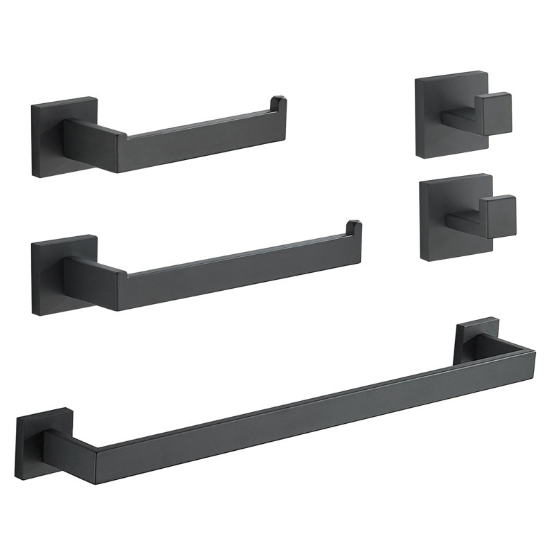 5 - Piece Bathroom Hardware Set, Black