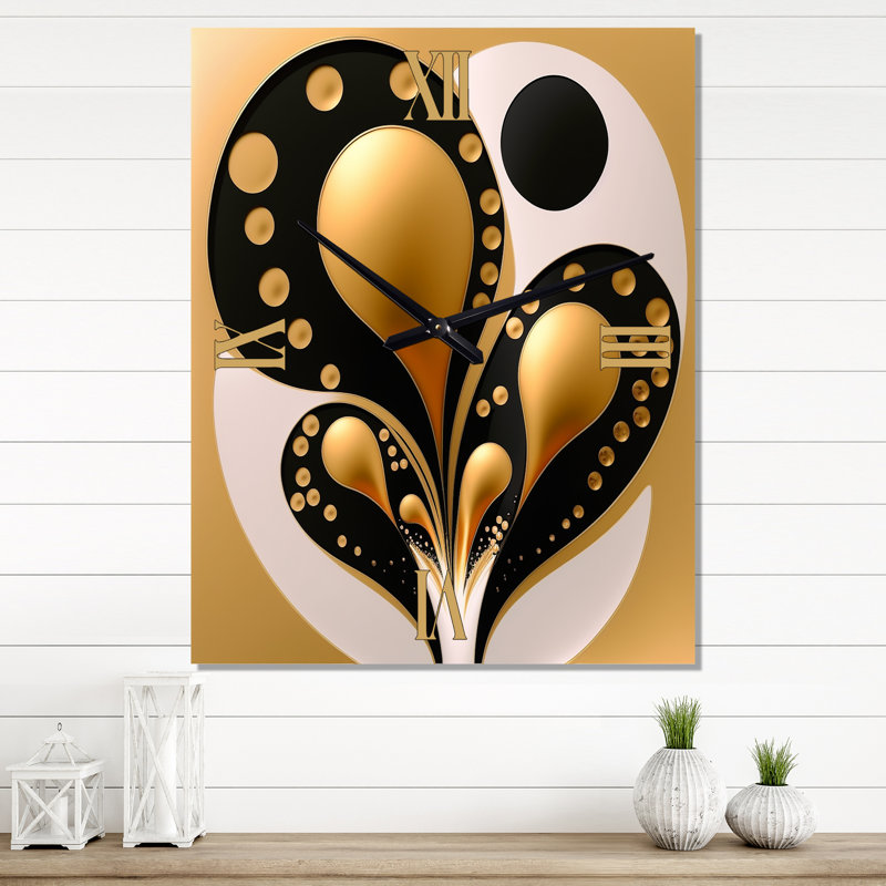 Rising Gold III - Très grandes horloges murales géométriques modernes, H 32 po x l 24 po x P 1 po