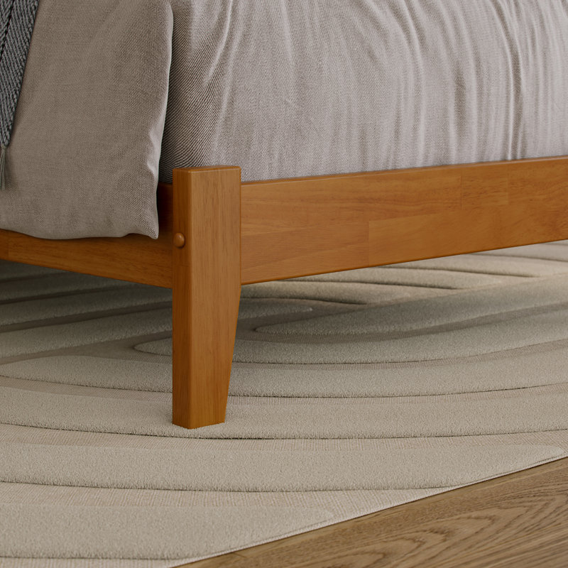 Lit plateforme en bois massif Orlando, Simple très long, Light Toffee