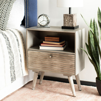 Table de chevet 20 po Elegant & Modern Goins - Noyer gris Mid-Century