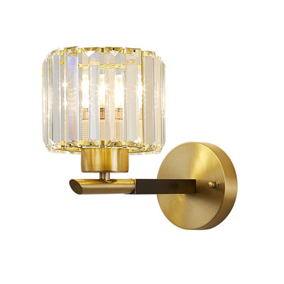 Mid-Century 1-Light Clear Crystal Glass Wall Sconce