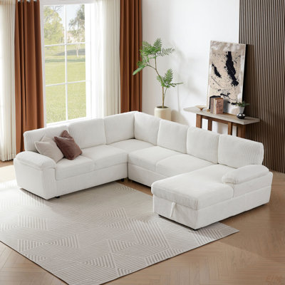 Canapé modulaire surdimensionné avec rangement convertible, parfait pour la maison et le bureau, siège rembourré en velours côtelé L / U