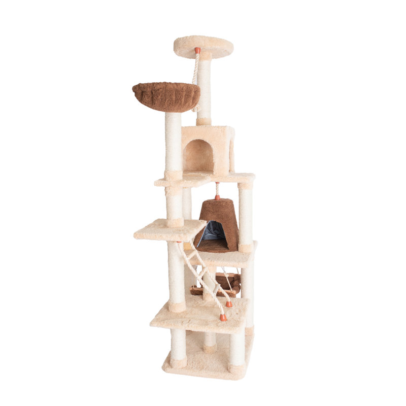 Goldenrod Sisal and Faux Fur Multi-Level Cat Tree with Condo