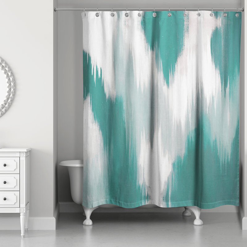  Rideau de douche simple abstrait, Bleu sarcelle