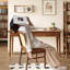 Nut-brown Rectangular Solid Wood with 2 drawers Writing desk-2128602001