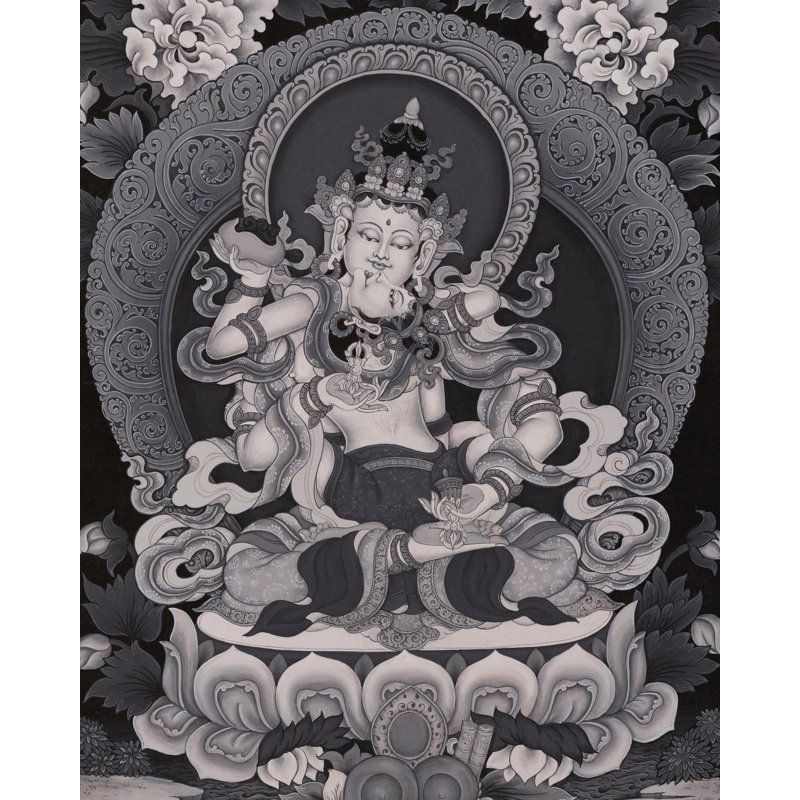 Vajrasattva Yab Yum dans un style Newari Thangka (Thangka sans brocart)