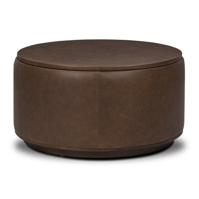 Herve Full-Grain Genuine Leather Storage Ottoman