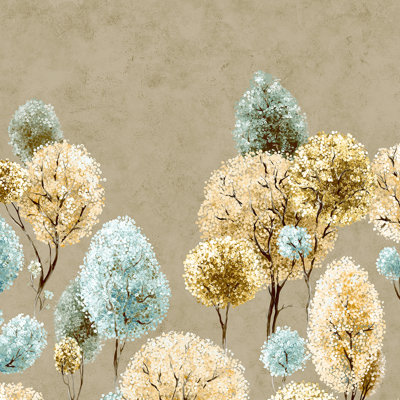 Julie Feels Home Glitter/Shimmer Tilia Trees and Plain Twinwall Design 4-panel Wall Mural