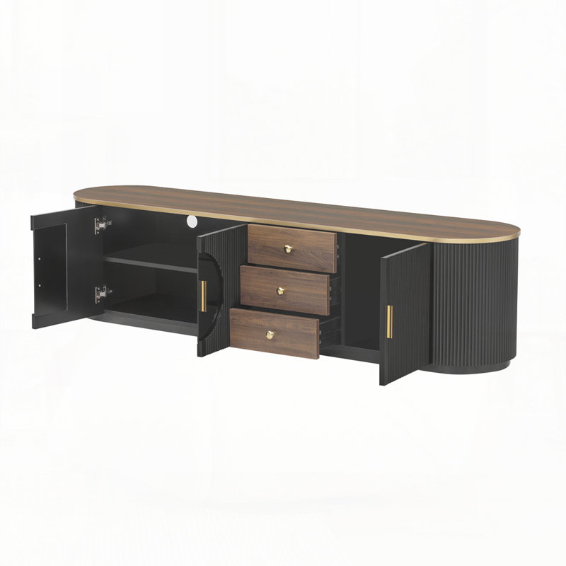 Meuble télé moderne pour le salon, la chambre à coucher, Noir / brun