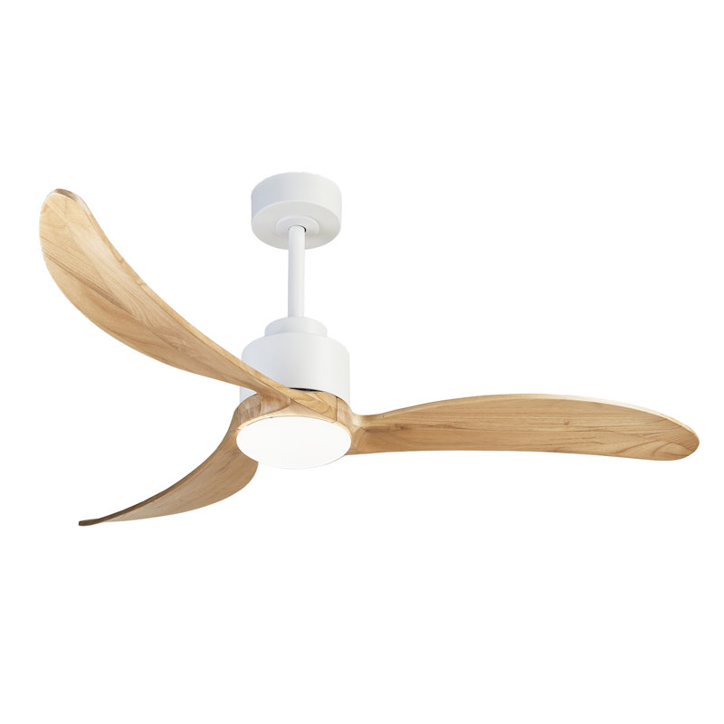 Ventilateur de plafond de 52 po avec télécommande à DEL à intensité variable, moteur à courant continu silencieux à 6 vitesses, ventilateur de plafond réversible à hauteur réglable (3 pièces), pour salon de patio, chambre à coucher, bureau, in