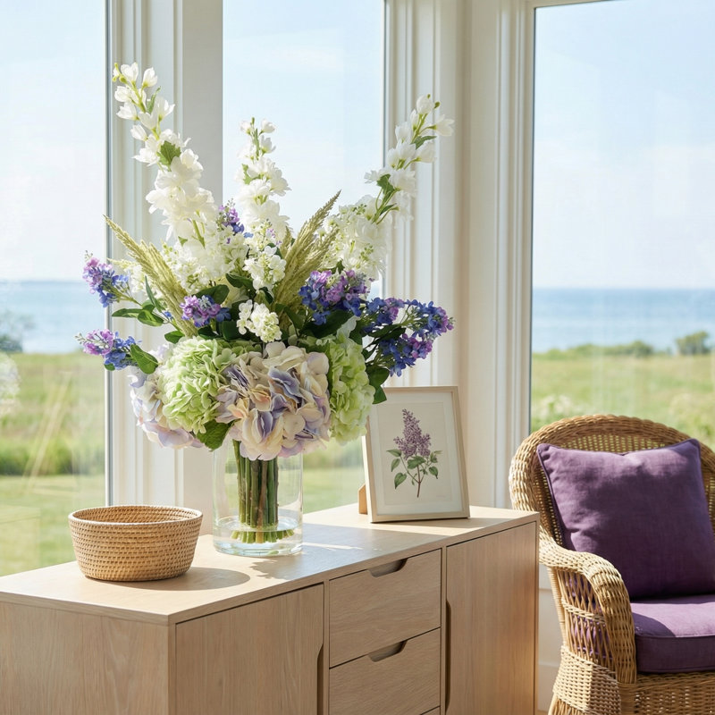 Hydrangea, Lilac and Delphinium Arrangement