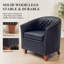 Fauteuil demi-tonneau en cuir moderne avec dossier capitonné à losanges et garniture cloutée-395551917