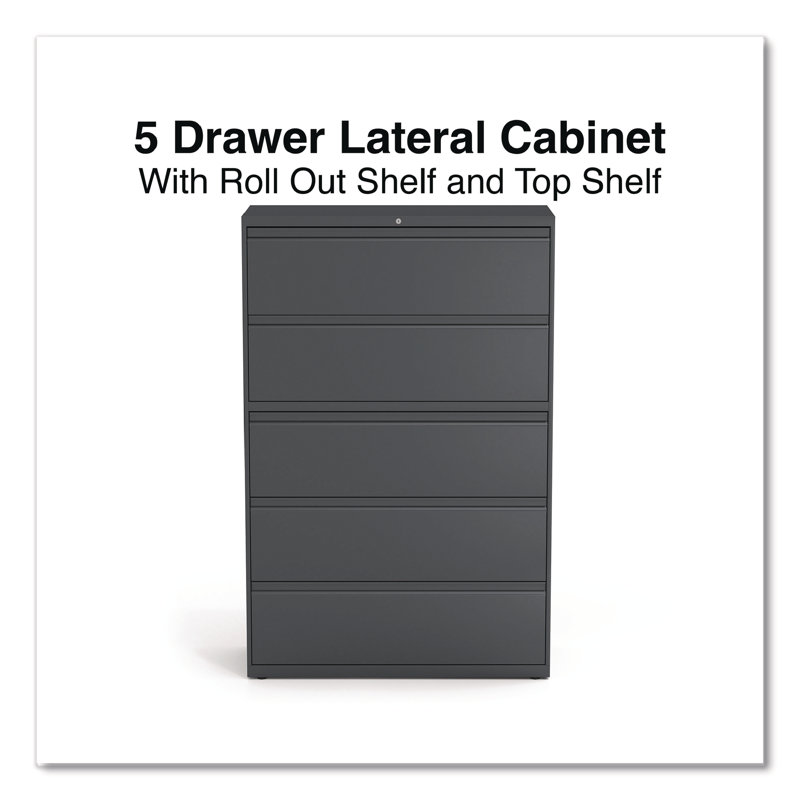 Charcoal 42'' Wide 5-Drawer Lockable Steel File Cabinet