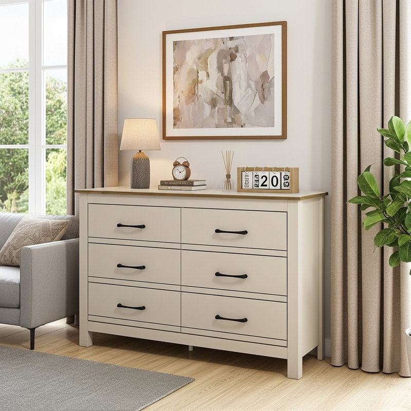 Limestone Alezae 6 Drawer Chest of Drawers, Natural