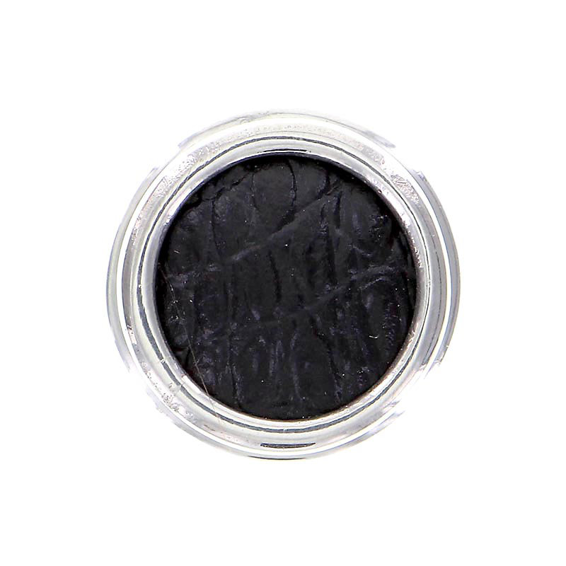 Equestre Round Knob, Polished Nickel, Large, Brown Stone
