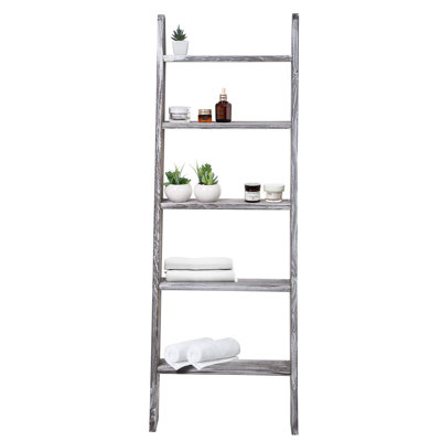 5-Tier Wall-Leaning Wood Loadder Towel Racks