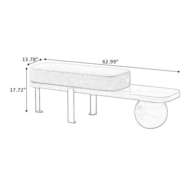 Banc rembourré en bois massif blanc, Black, White