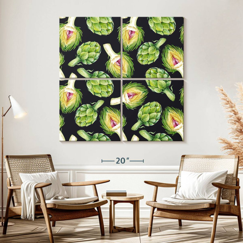Yarlin Artichokes On Black, 57" H x 57" W
