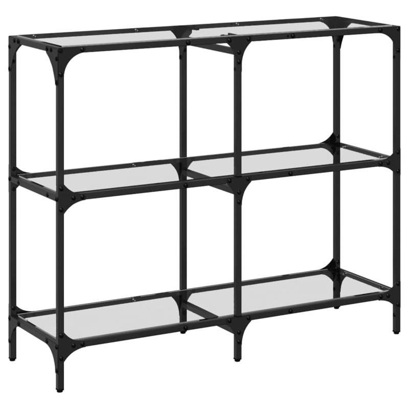 Console Table With Glass Top Steel, 81cm H x 98cm W x 30cm D, Transparent