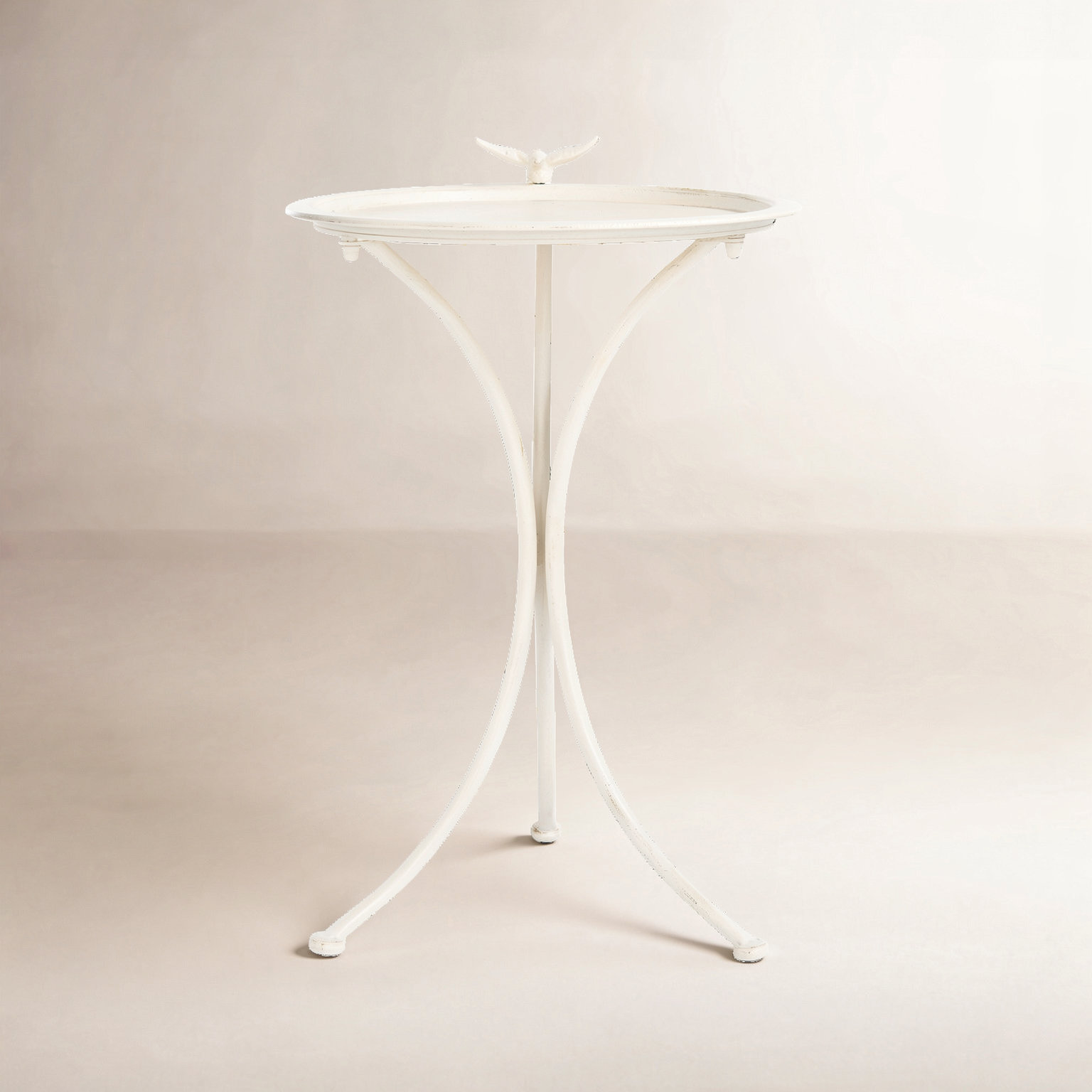 Allison Metal Fountain Birdbath, Pearl White