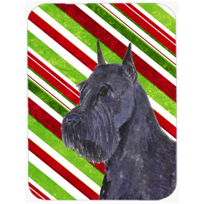 The Holiday Aisle Schnauzer Candy Cane Holiday Christmas Glass Cutting Board