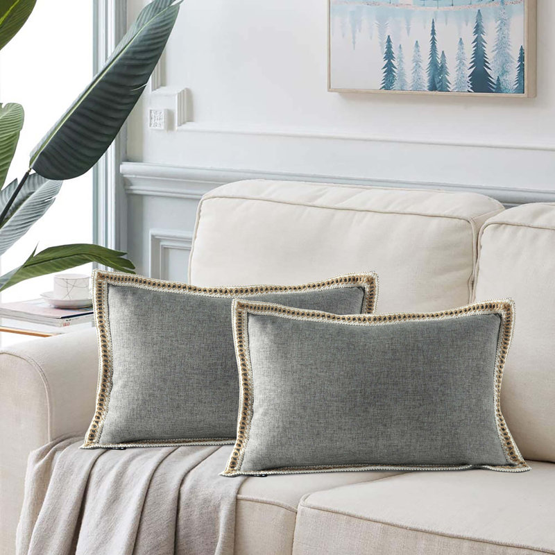 Housse de coussin de couleur, Gris, Rectangle H 16 po x l 24 po