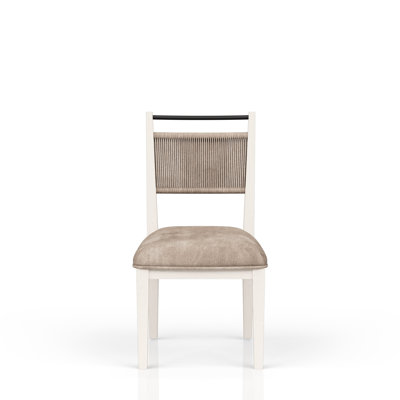 Fauteuil à dossier en corde de bois massif de couleur vanille / assise en tissu de 20,13 po Profondeur, poids lourd de 28,63 lb, hauteur de 36,94, largeur de 24,59