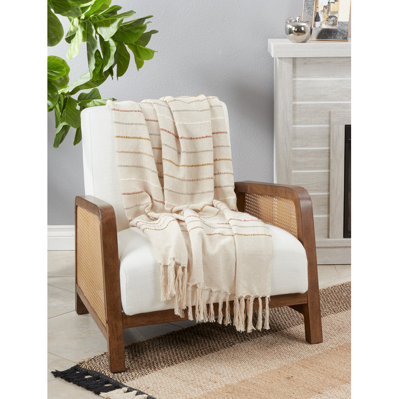Subtle Striped 50"x60" Reversible Cotton-Acrylic Throw Blanket