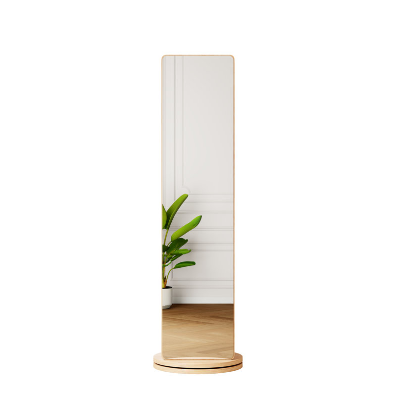 360 Rotating Full - Length Solid Wood Mirror With Hook Storage And Hanger, Ideal For Corridor Coat Rack Hook, Cloakroom