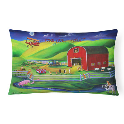  Corgi Barn Dance Fabric Indoor/Outdoor Throw Pillow