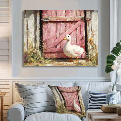«Cute Duck Portrait At The Barn I», reproduction d'art moderne en métal, décoration murale en métal Duck