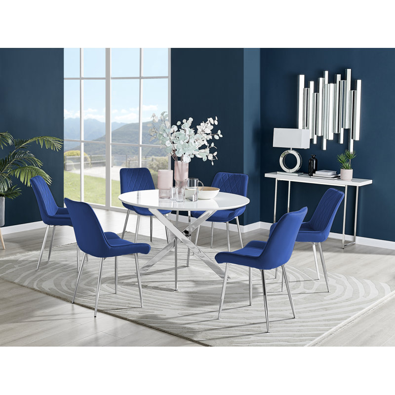 Eubanks 6 -Person Dining Set, Blue
