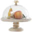 Mango wood cake stand with glass dome