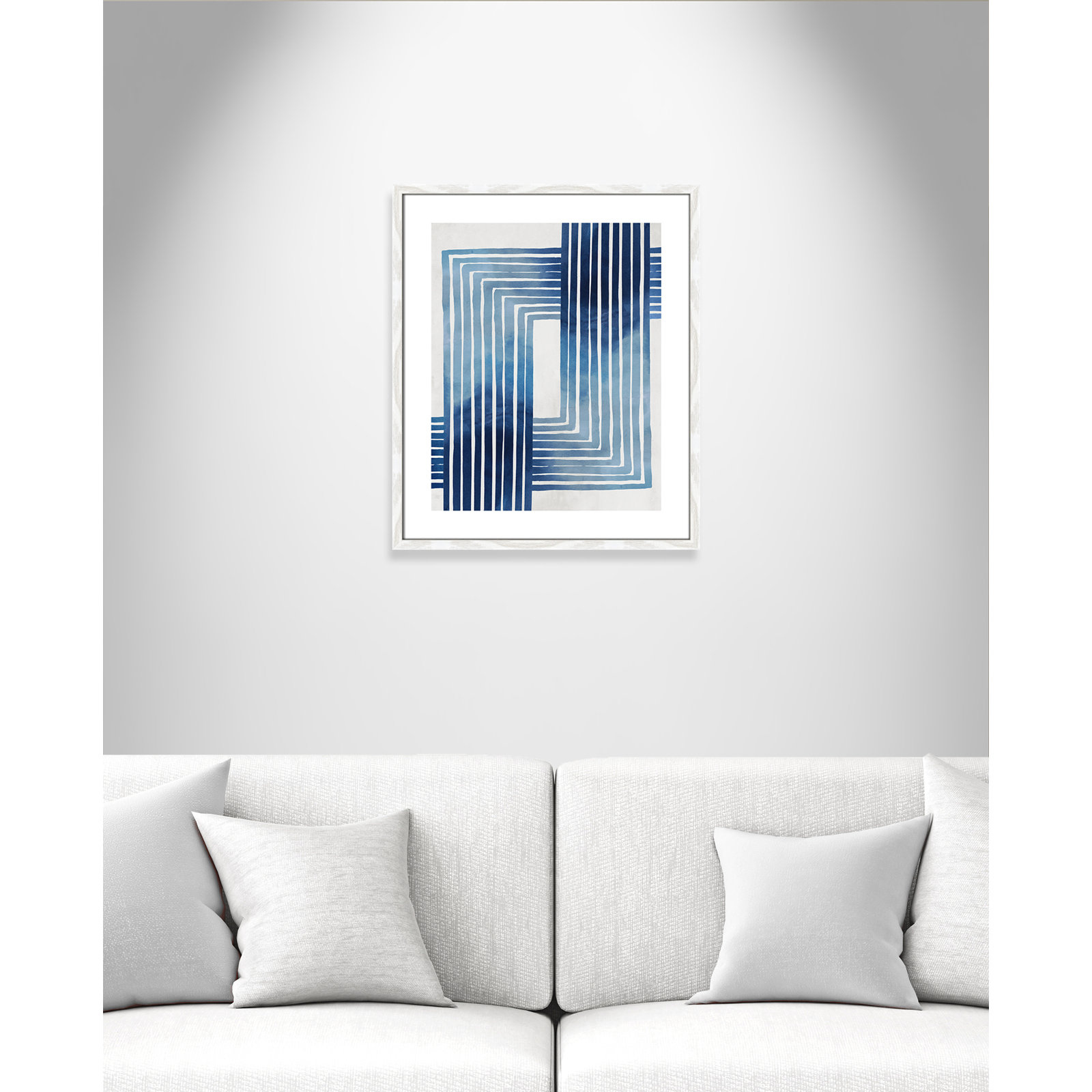 Lanny "In Unison" Painting by Eva Watts, White Wood Framed Paper, 25.5" H x 21.5" W x 0.75" D