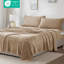 Drap pour grand lit 4 pièces en taupe - 100% douillette et ajustée 2 taies d'oreiller pour matelas 16 po brossés des deux côtés Lavable à la machine ultra doux