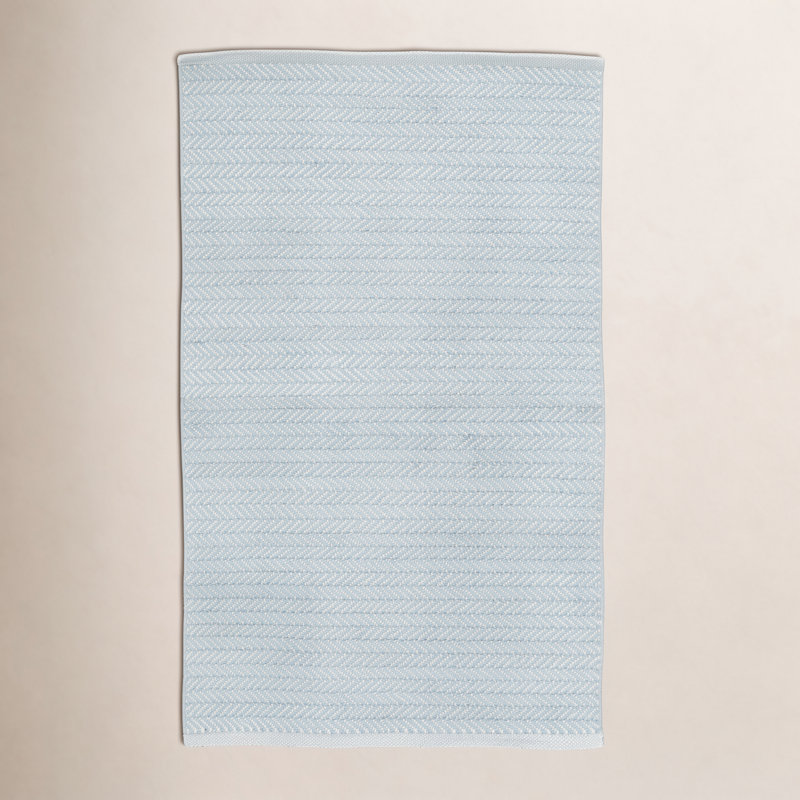 Pearl Herringbone Handwoven Indoor/Outdoor Rug, Light Blue/Ivory, Rectangle 5' x 8'