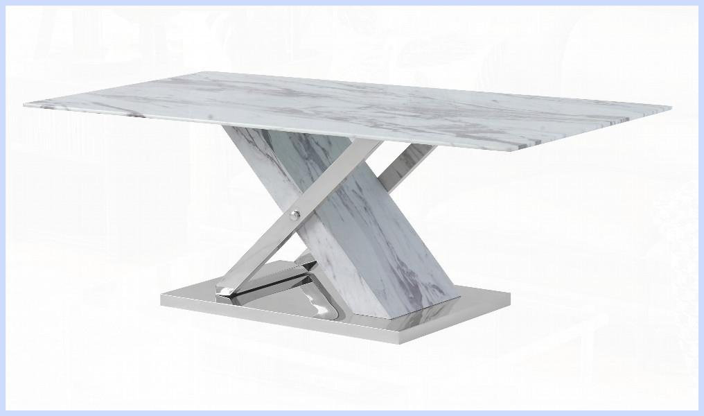 Latitude Run® Contemporary Faux Marble Coffee Table with Stainless ...