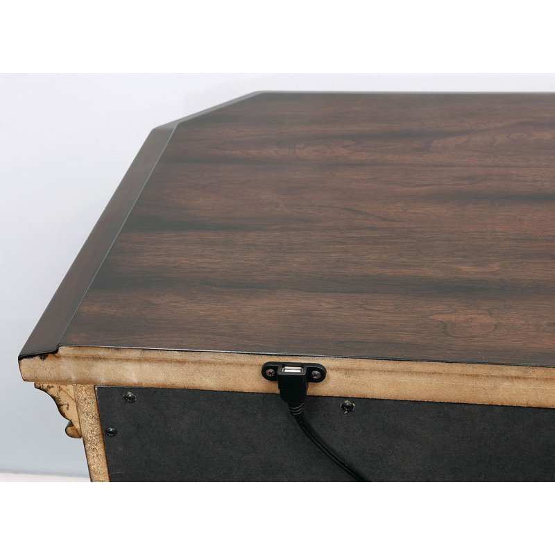Table de chevet à 2 tiroirs avec poignées anneaux