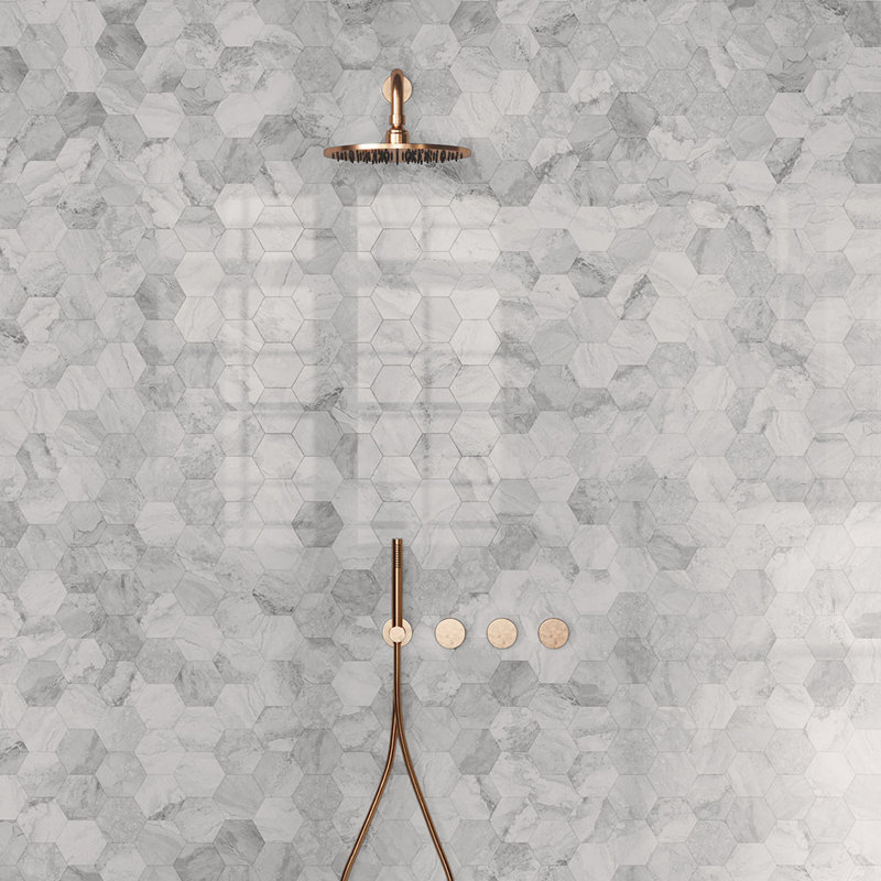 Carrelage mosaïque poli 4 pouces Crystara, Gris
