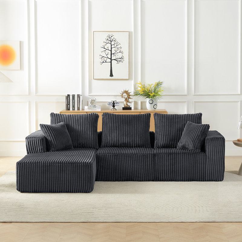 Canapé modulaire modulaire, canapé nuage en velours côtelé moderne avec assise profonde, canapé rembourré 4 places pour le salon, aucun assemblage requis