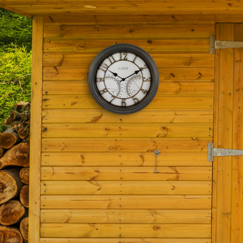 Waymire 19.7" Outdoor Quartz Clock with Temperature