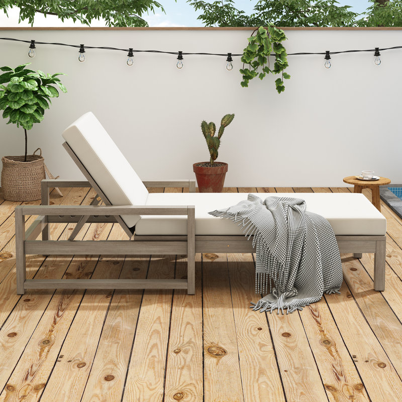 Outdoor Lounge Chairs, 5-Position Chaise Lounge Outdoor, Patio Chaise Lounge With Cushion & Adjustable Backrest, Pool Lounge Chairs For Backyard, Deck, And Lawn, Gray