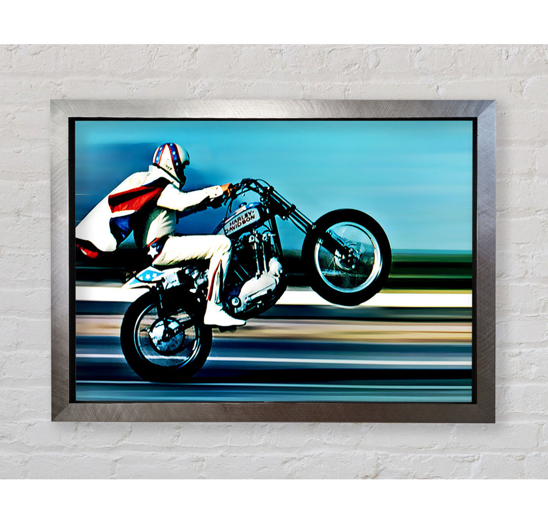 Evel Knievel Wheelie Colour - Einzelner Bilderrahmen Kunstdrucke