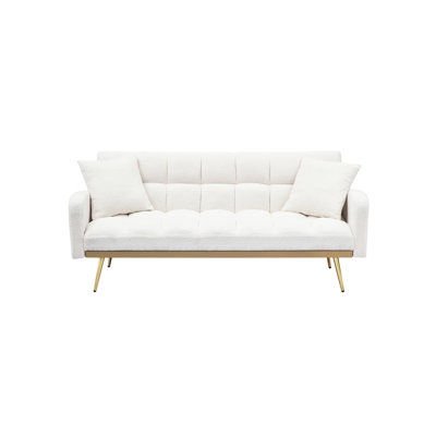 69 Inch Bed Beige, Three - Speed Adjustable For Small Spaces, Sponge Filling And Removable Armrest Beige Made Of , For Comfortable , Metal Legs Sturdiness