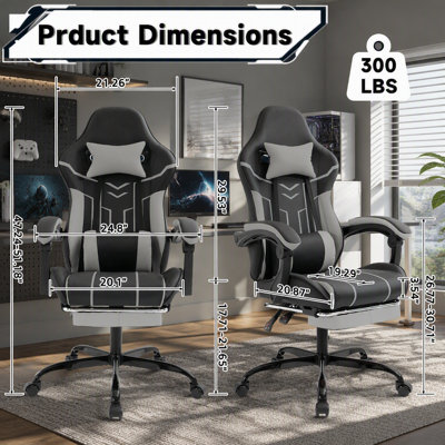 Chaise de bureau ergonomique pour joueur avec repose-pieds