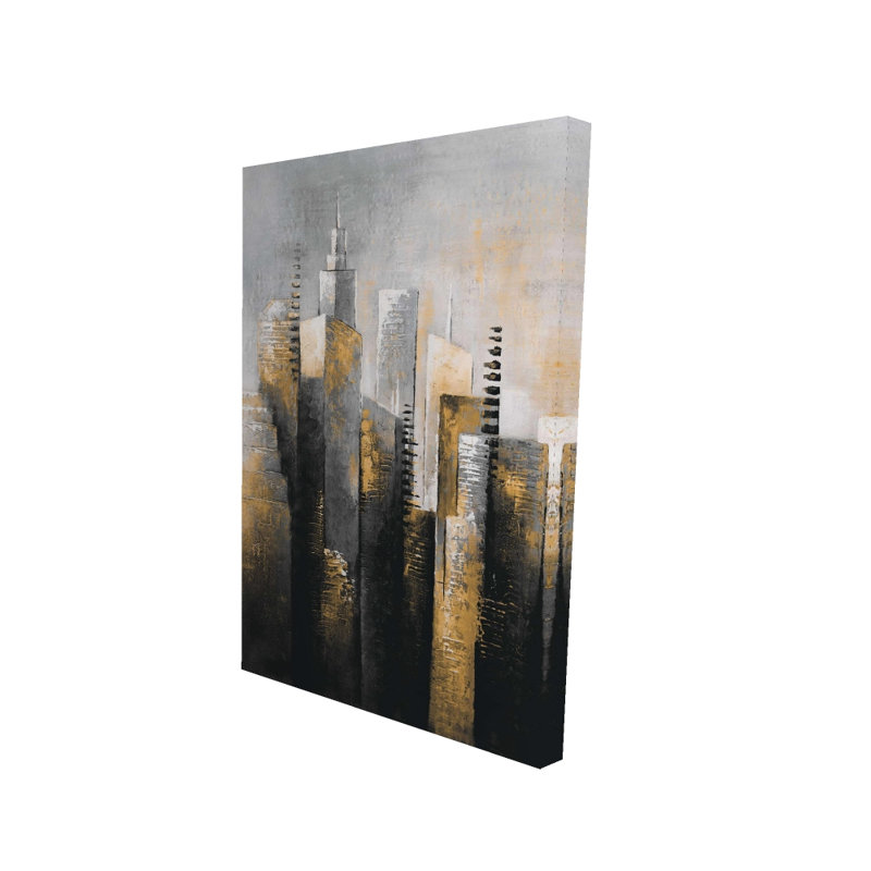 Abstrait gratte-ciel - Toile noire pour décoration intérieure, H 36 po x l 24 po