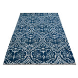 Nabila One-of-a-Kind 4'2" x 6' Area Rug in Blue/Ivory